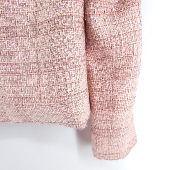 Jaclyn Smith 6 Vintage 90s Twee Quiet Luxury Coquette Tweed Fringe Short Blazer - Picture 12 of 16